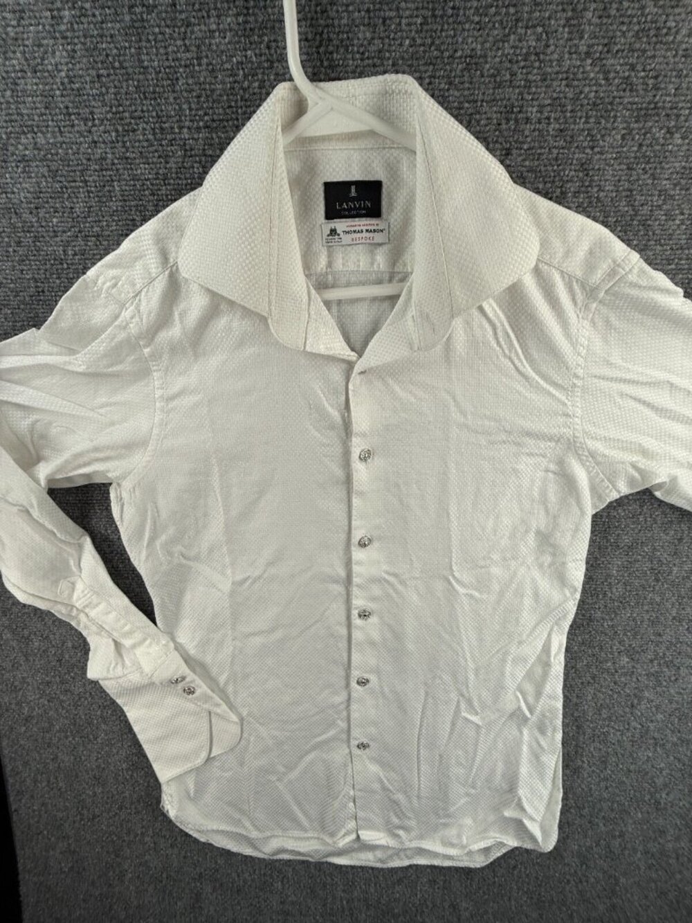 Lanvin Thomas Mason Bespoke White Dress Shirt Long Sleeve Woven Embellished